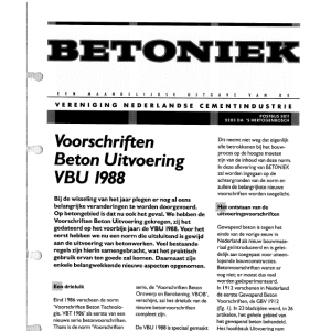 8/1 Voorschriften Beton Uitvoering VBU 1988