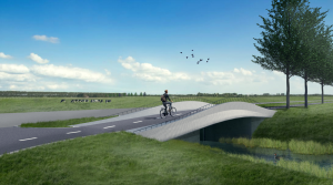 Vier 3D-betongeprinte fietsbruggen langs N243